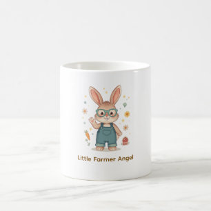 Süße Kaninchenbauerin mit Brille und Overall-Illus Kaffeetasse