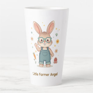 Süße Kaninchenbauerin mit Brille und Overall-Illus Milchtasse