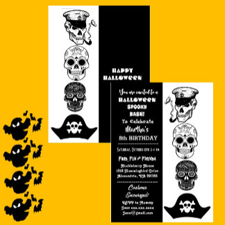 Süße Kapitän-Pirat-Grusel-Halloween-Party zum Gebu Einladung