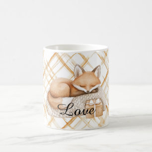 Süße Karamell-Pfirsich-Creme-Fuchs-Herzen-Liebe Kaffeetasse