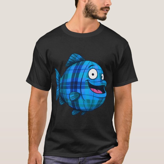 Süße Karierte Fische T-Shirt (Vorderseite)