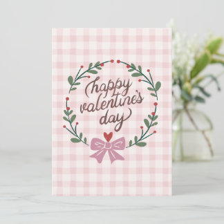 süße karierte rosa Happy-Valentine-Karte Feiertagskarte