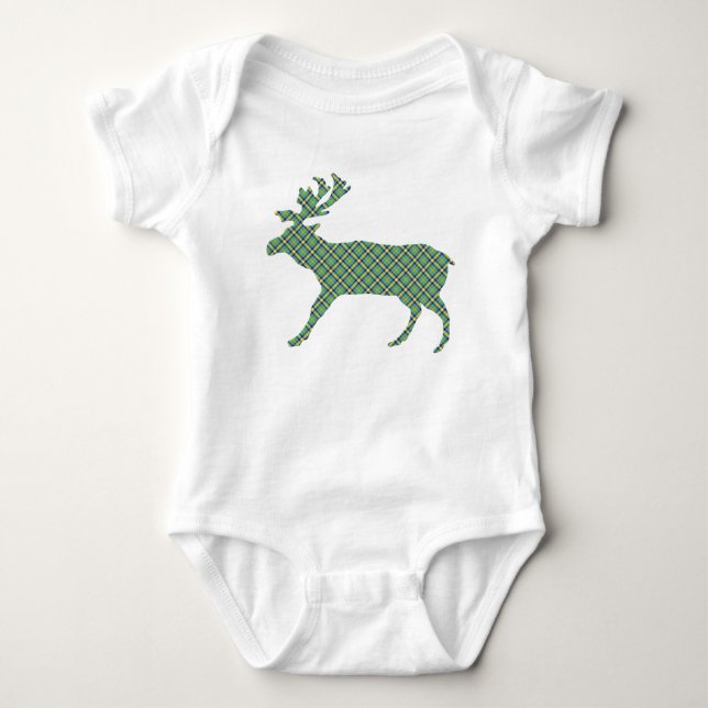 Süße karierte Rotwild Baby Strampler (Vorderseite)