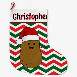 Süße Kartoffel-Chevron-Muster individuelle Nachric Großer Weihnachtsstrumpf