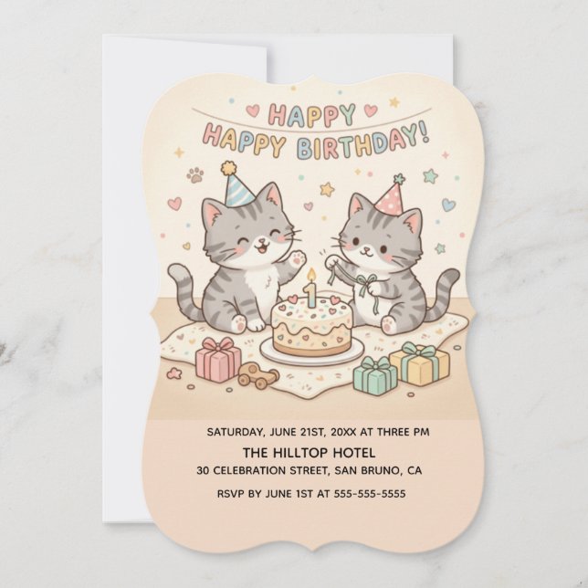 Süße Kätzchen Baby Geburtstag Einladung (Vorderseite)