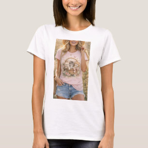 Süße Kätzchen Blumen Grafik Mädchen T-Shirt