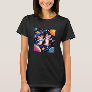 süße Kätzchen, die in der Atmosphäre schweben, Pla T-Shirt