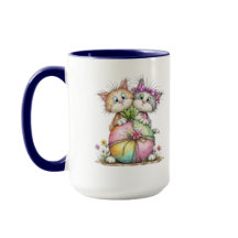 Süße Kätzchen halten Pastell-Herz-Geschenk-Kunst
