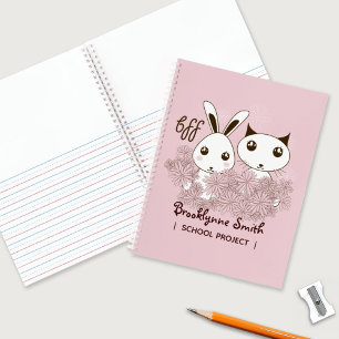 Süße Kätzchen Häschen Tier Freunde Rosa Mädchen Ki Notizbuch