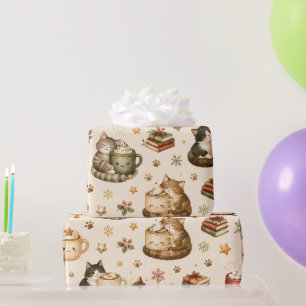 Süße Kätzchen Heiße Schokolade Weihnachtsgeschenkp Geschenkpapier