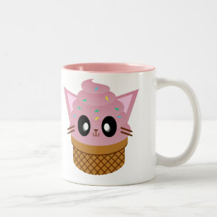 süße Kätzchen-Kegel-Eis-Katze-Miau Zweifarbige Tasse