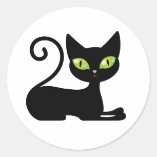 Süße Kätzchen Kitty Cartoon Halloween Schwarze Kat Runder Aufkleber