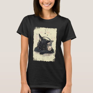 Süße Kätzchen Kopfhörer Coole Katze Musik Lustige  T-Shirt