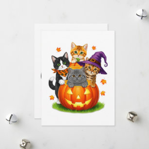 Süße Kätzchen Kürbis Halloween Gruselige Jahreszei Feiertagskarte