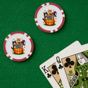 Süße Kätzchen Kürbis Halloween Gruselige Jahreszei Pokerchips