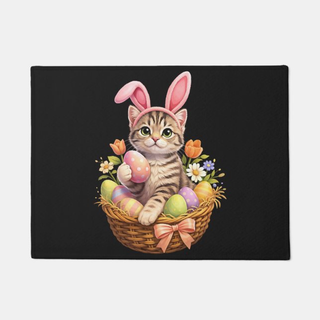 Süße Kätzchen Liebhaber Frohe Ostern Katze Fußmatte (Vorderseite)