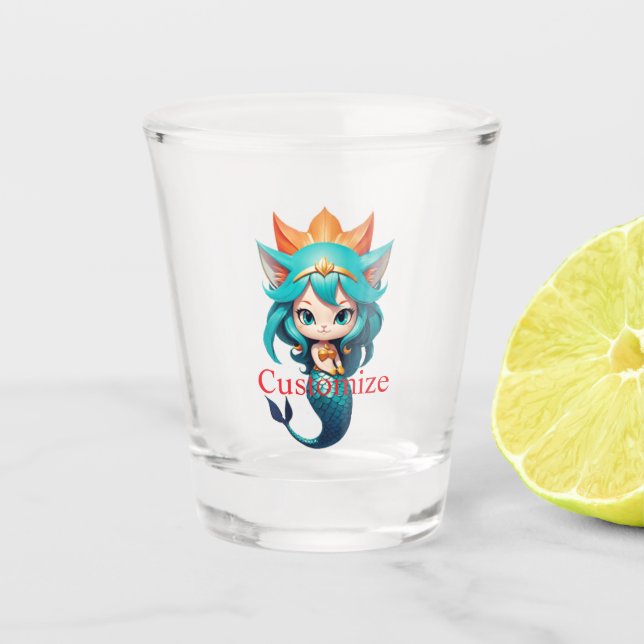 Süße Kätzchen-Meerjungfrau Thunder_Cove  Schnapsglas (Vorderseite)