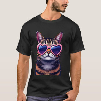 Süße Kätzchen Romantische Sonnenbrille Katzen Katz T-Shirt
