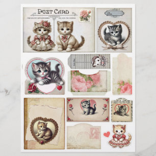 Süße Kätzchen & Rosen Ephemera Sammlung R