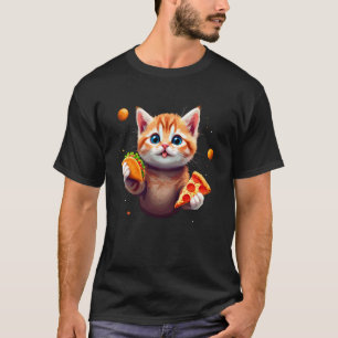 Süße Kätzchen-Taco-Pizza-Liebhaber-Space-Shirt Kät T-Shirt