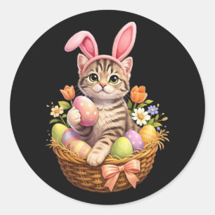 Süße Kätzchenliebhaber Frohe Ostern Katze Runder Aufkleber