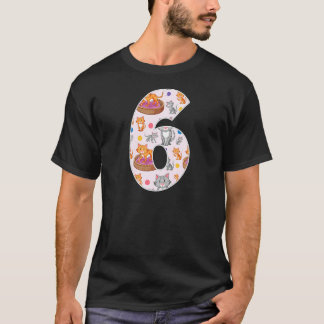 Süße Katze 6. Geburtstag  Katzen Katzenbesitzer Gr T-Shirt