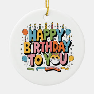 Süße Katze Alles Gute zum Geburtstag Keramik Ornament