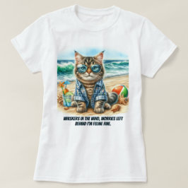 Süße Katze am Strand Katze Liebhaber T-Shirt
