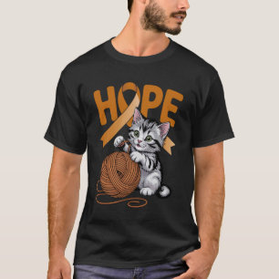 Süße Katze Anhang Krebsbewusstsein Orange Band L T-Shirt
