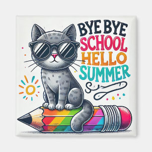 Süße Katze auf Bleistift-Illustration zum Feiern d Magnet