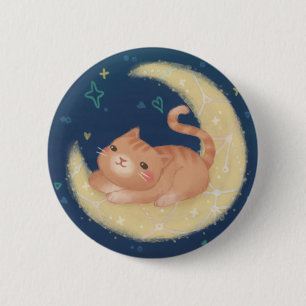 Süße Katze auf dem Mond Button