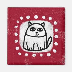 Süße Katze auf rotem Kühlschrankmagnet Magnet
