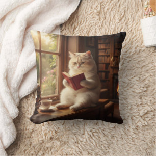 Süße Katze beim Lesen Kissen