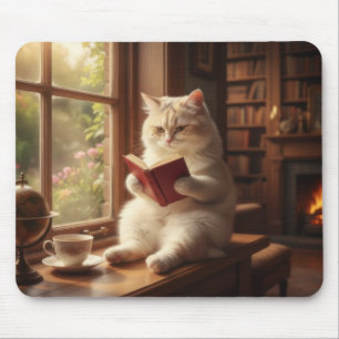 Süße Katze beim Lesen Mousepad