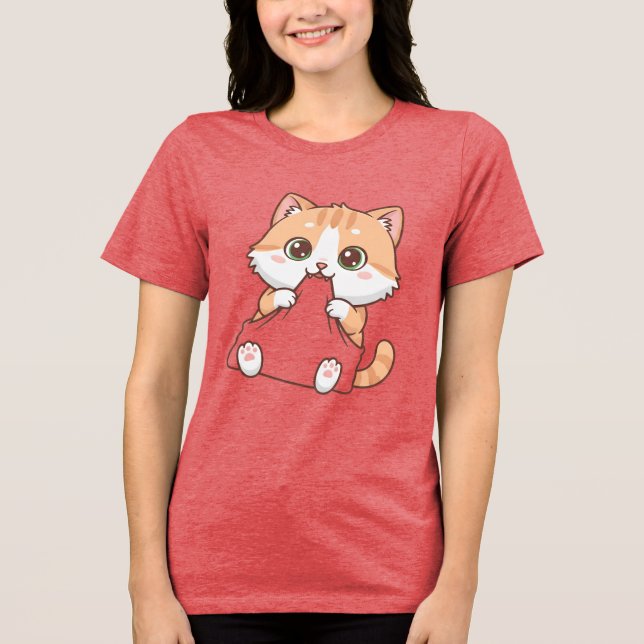 Süße Katze Beißt T-Shirt Tri-Blend Shirt (Vorderseite)