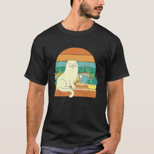 Süße Katze bewässert Pflanzen Retro Vintage Sonnen T-Shirt