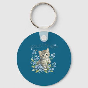 Süße Katze & Blumen Vergissmeinnicht-Geschenk Frau Schlüsselanhänger