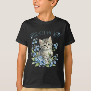 Süße Katze & Blumen Vergissmeinnicht-Geschenk Frau T-Shirt