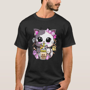 Süße Katze Boba Bubble Milchtee Neko Kätzchen T-Shirt