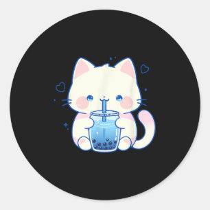 Süße Katze Boba Japan Süß Ästhetisch Anime Mädchen Runder Aufkleber