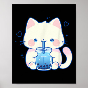 Süße Katze Boba Japanisch Niedlich Ästhetisch Anim Poster