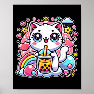 Süße Katze Boba Tee Bubble Tea Anime Kawaii Neko Poster