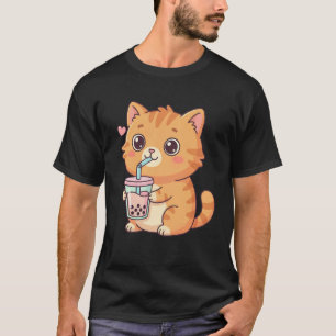 Süße Katze Bubble Tea Kawaii Anime Katzen Liebhabe T-Shirt