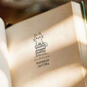 Süße Katze & Bücher aus der Bibliothek von Buch Permastempel