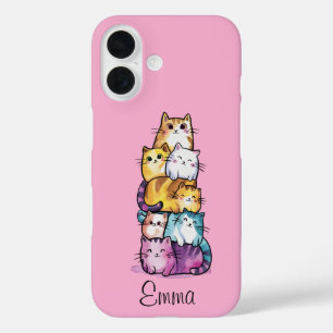 Süße Katze Buntes Aquarell Lustiges Tier Benutzerd iPhone 16 Hülle