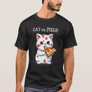 Süße Katze, die eine Pizza isst - Katze gegen Pizz T-Shirt