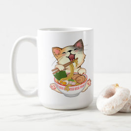 Süße Katze, die Ramen isst, lustige Cartoon Anime- Kaffeetasse