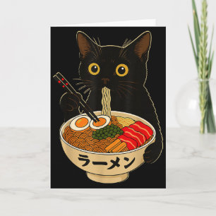 Süße Katze, die Ramen-Nudeln isst, lustiges Anime- Karte