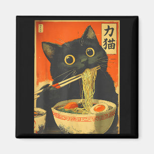 Süße Katze, die Ramen-Nudeln isst, lustiges Anime- Magnet