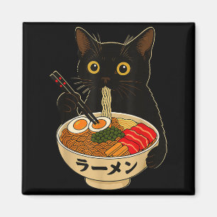 Süße Katze, die Ramen-Nudeln isst, lustiges Anime- Magnet